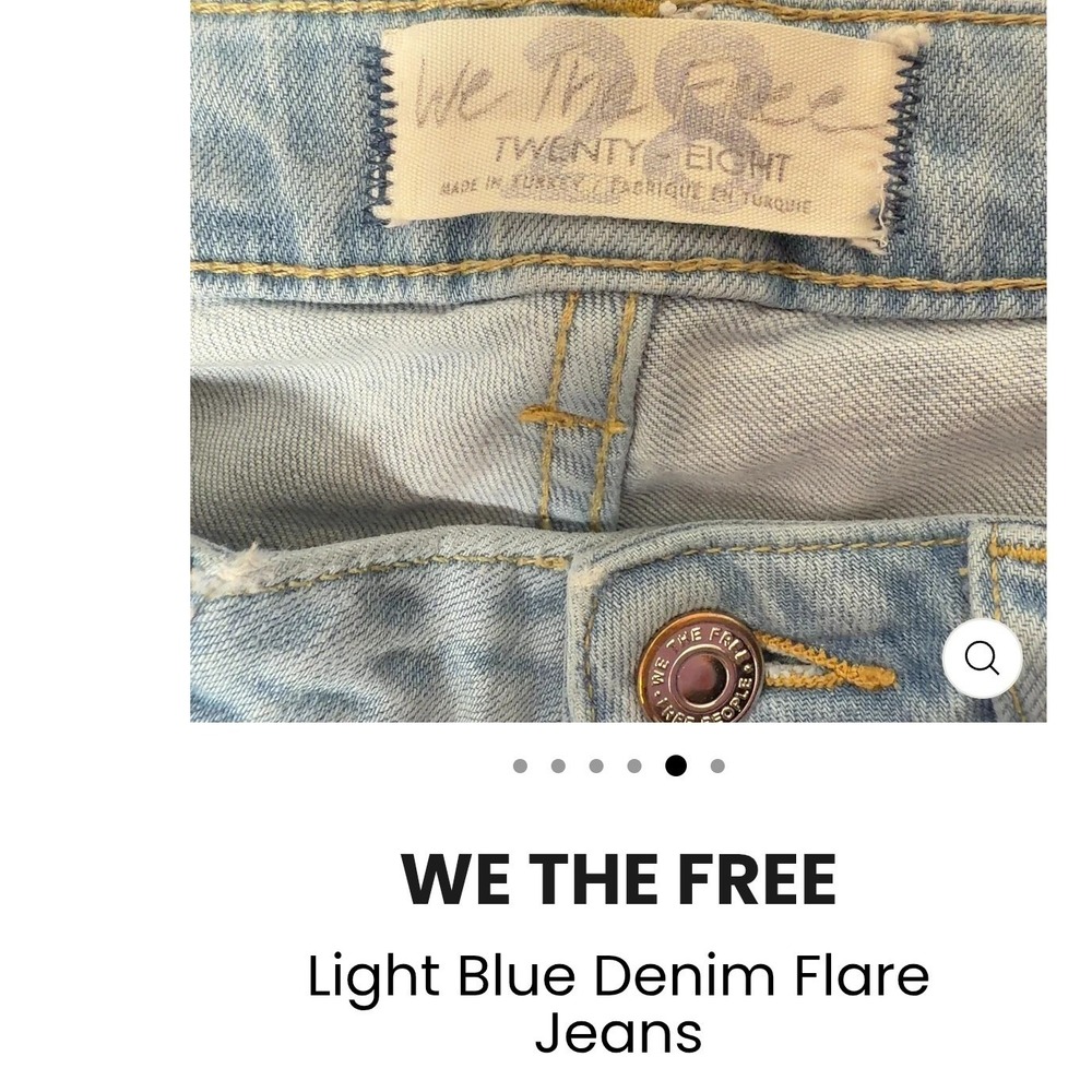 We The Free Light Blue Denim Flare Jeans Size 28 Light‎ Wash Stretch Pants - Picture 5 of 5